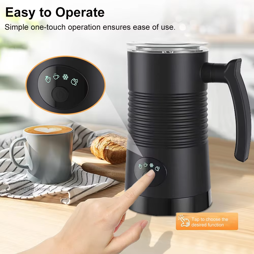 Raugee Electric Milk Frother | 4-in-1 Foam Maker for Lattes & Cappuccinos