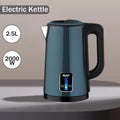 Blue electric kettle with RAF branding on a gray background