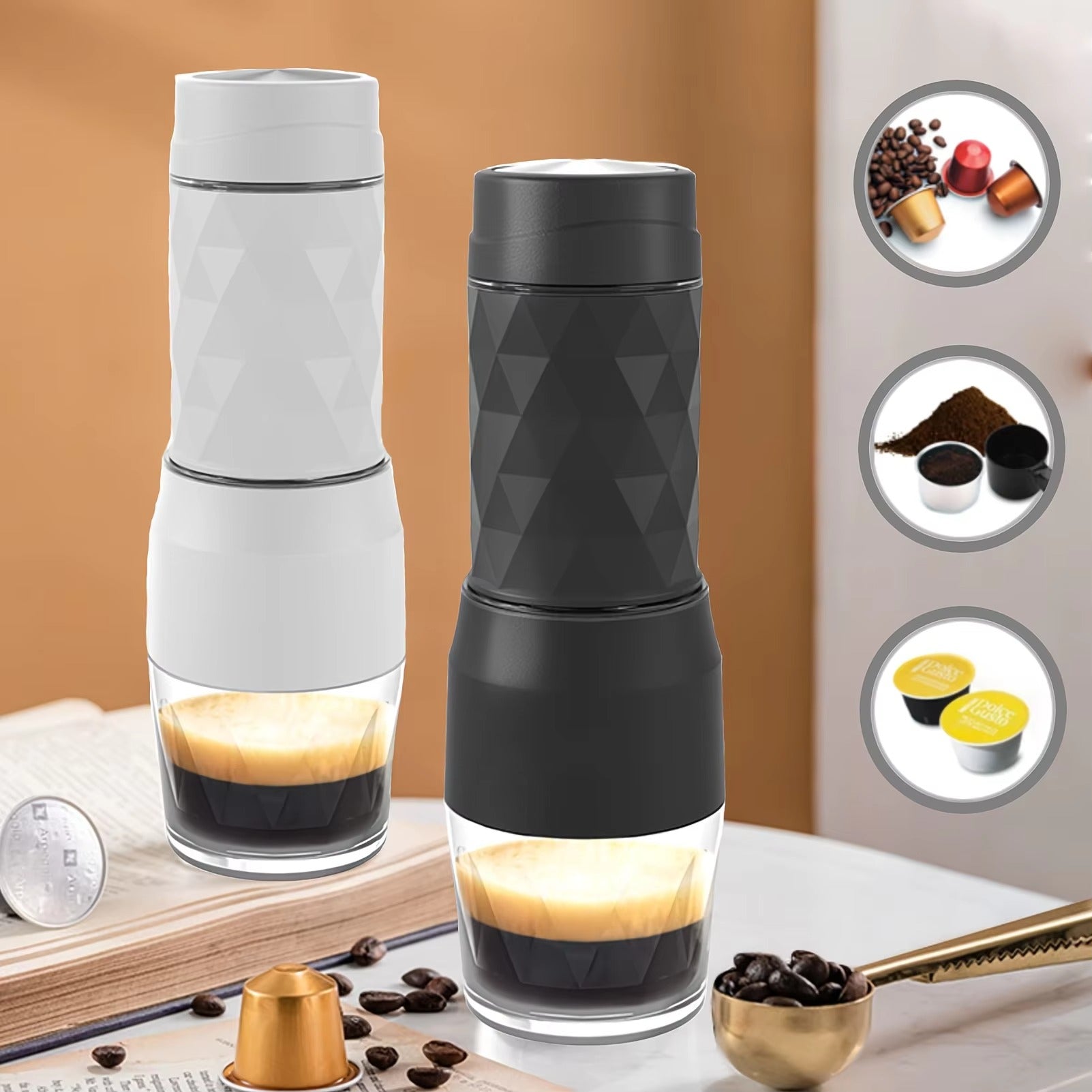 HOMEFISH Portable 3-in-1 Espresso Coffee Maker | Manual Brewer