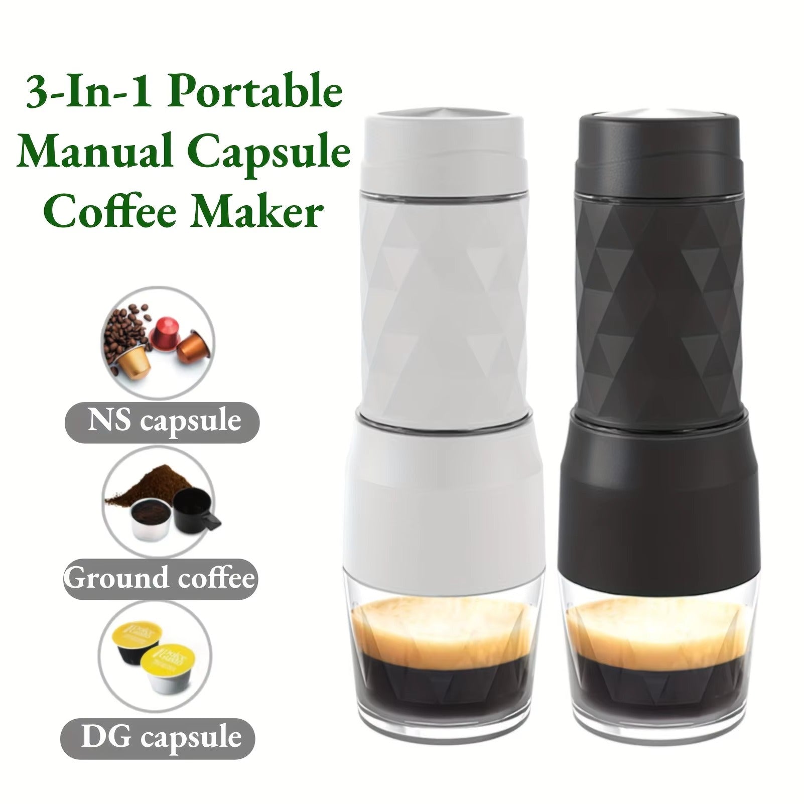 HOMEFISH Portable 3-in-1 Espresso Coffee Maker | Manual Brewer