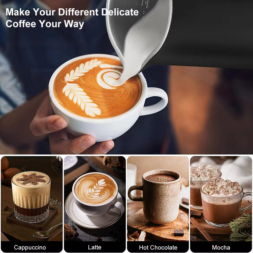 Raugee Electric Milk Frother | 4-in-1 Foam Maker for Lattes & Cappuccinos