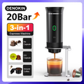 DENOKIN Portable Espresso Coffee Machine | 3-in-1 for Car & Home Use